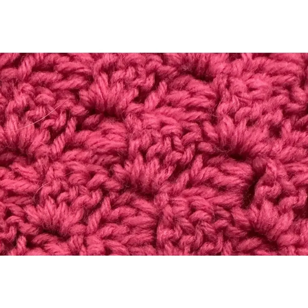 Handmade Crochet Pink with Pale Yellow Acrylic Yarn Afghan Blanket 48